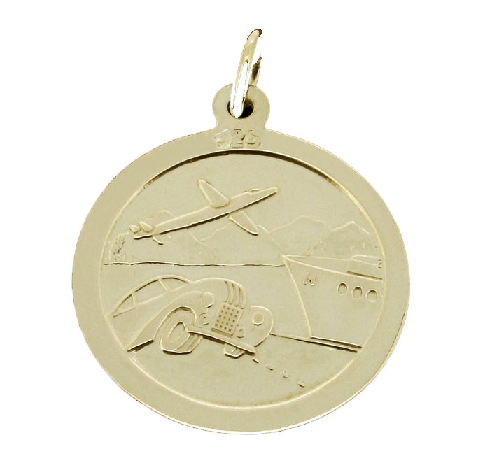 9ct Yellow Gold Vermeil Round Reversible St Christopher Pendant (reverse side)