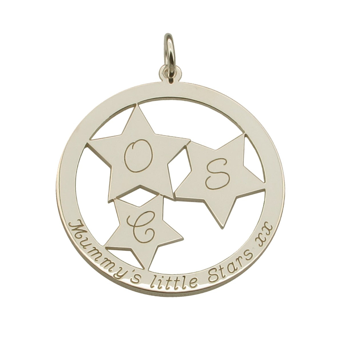Sterling Silver Engraved Constellation Stars Mothers Pendant