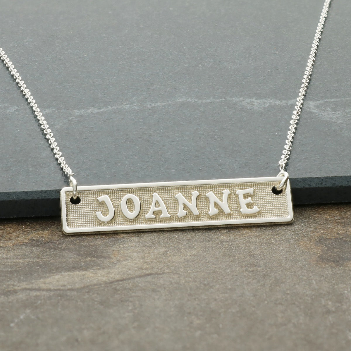 Sterling Silver Name Bar Tag Pendant 3D Hip Hop
