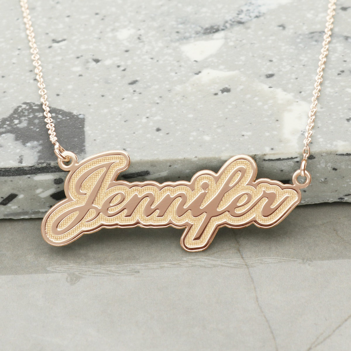 9ct Rose Gold Vermeil 3D Carrie Style Personalised Name Necklace
