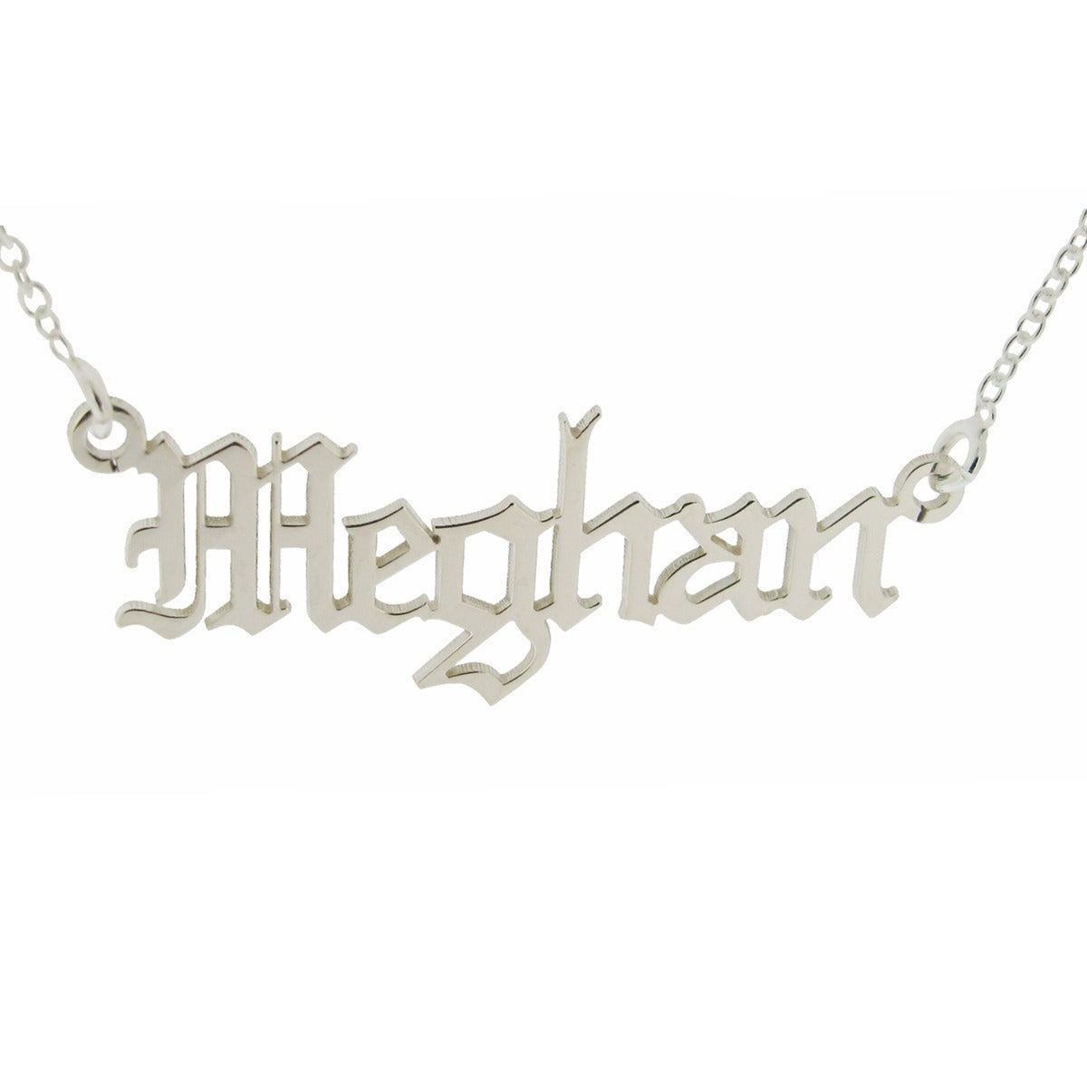 Sterling Silver Gothic Old English Personalised Name Necklace