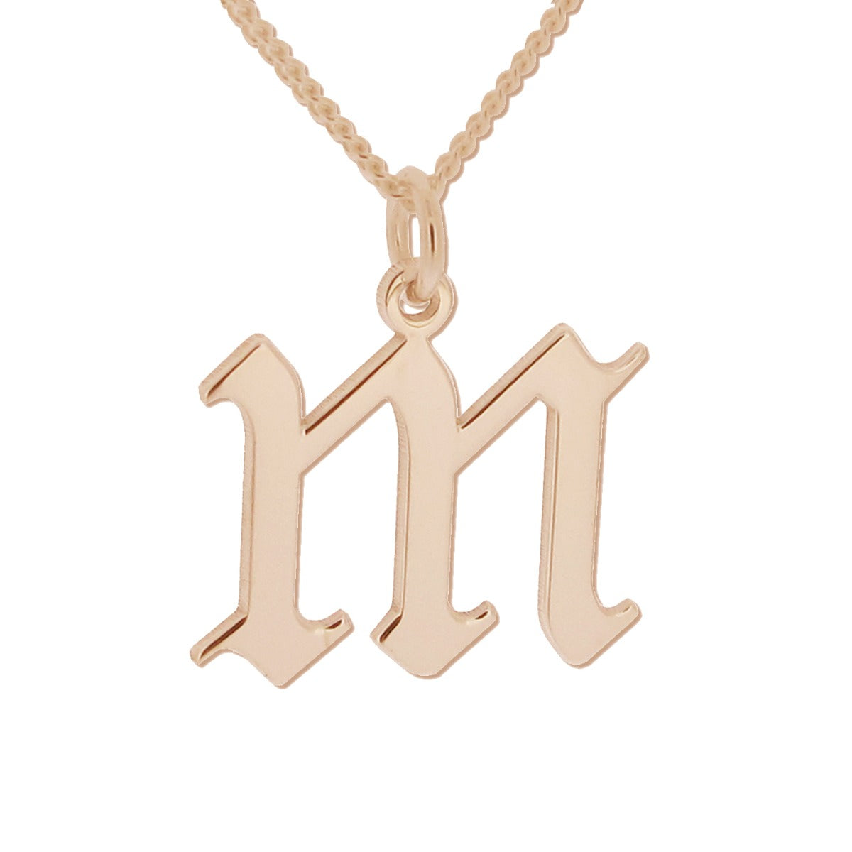 9ct Rose Gold Gothic Initial & Optional Chain