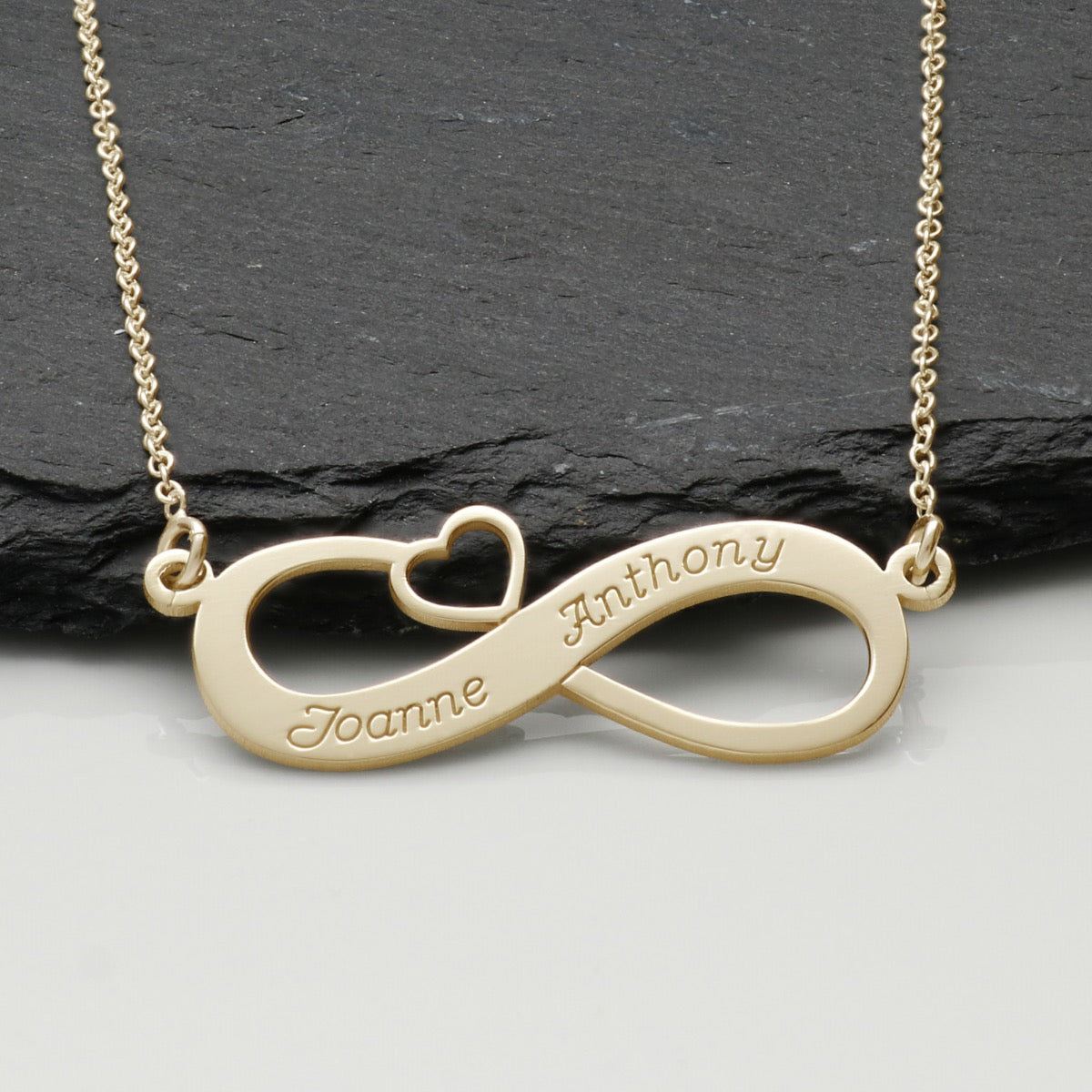 9ct Yellow Gold Vermeil Infinity With Heart Necklace