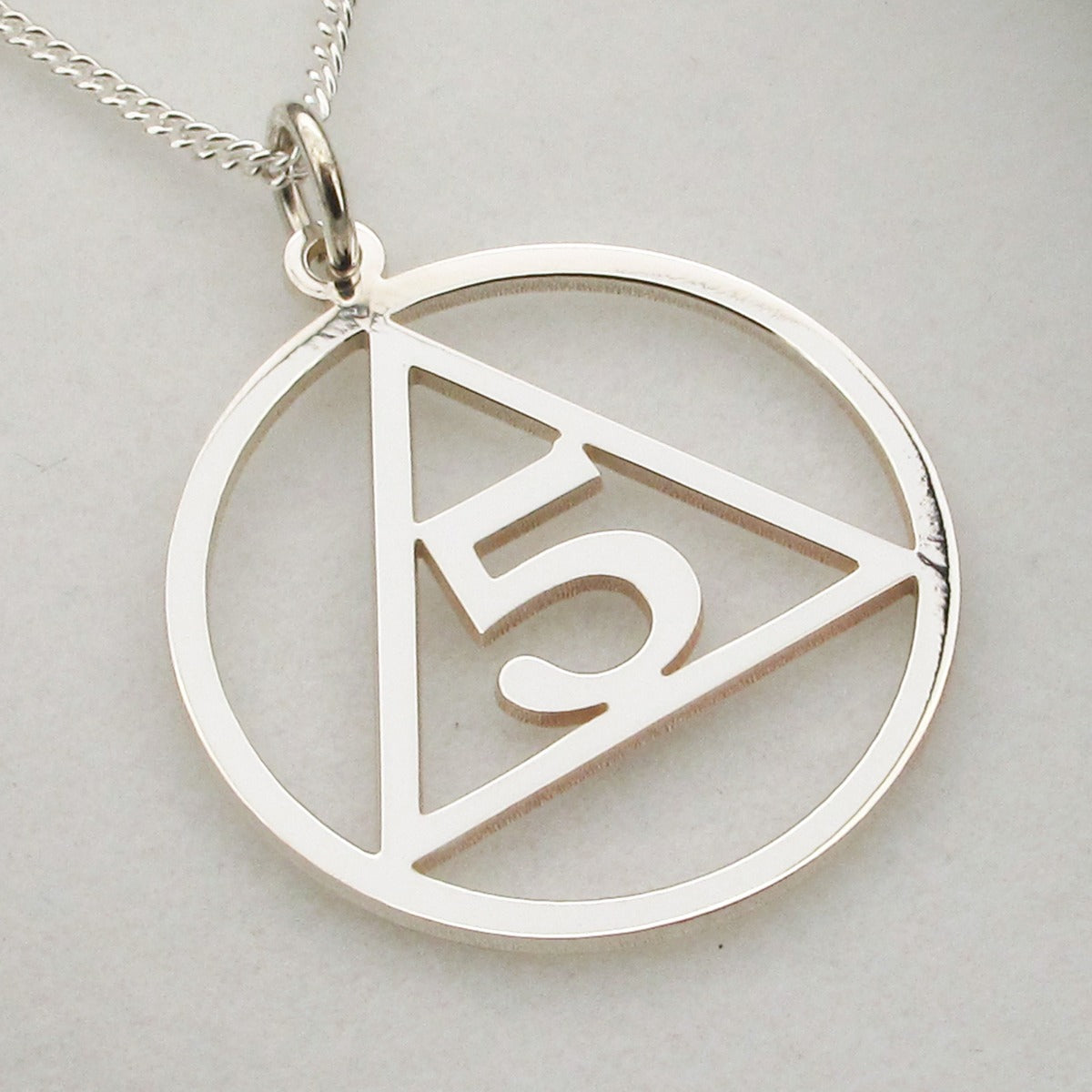 Sterling Silver Sobriety Pendant With Number and Optional Chain