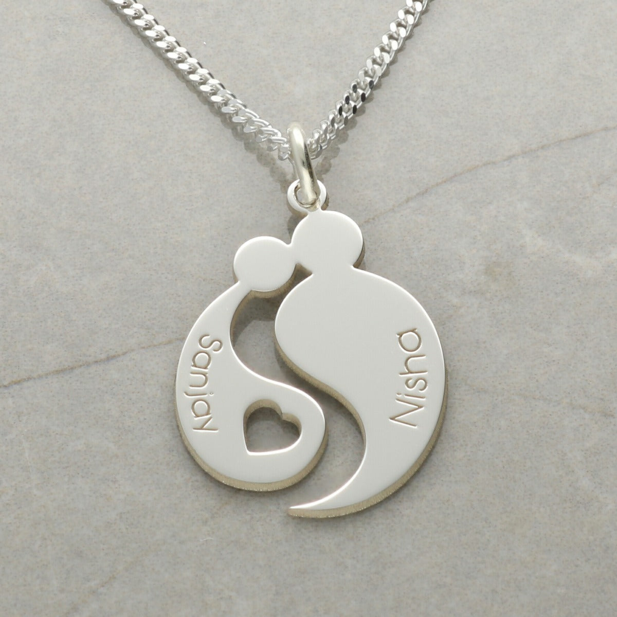 Personalised Mother And Child Necklace in Sterling Silver