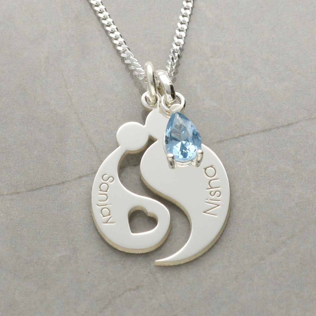 Personalised Mother And Child Necklace in Sterling Silver