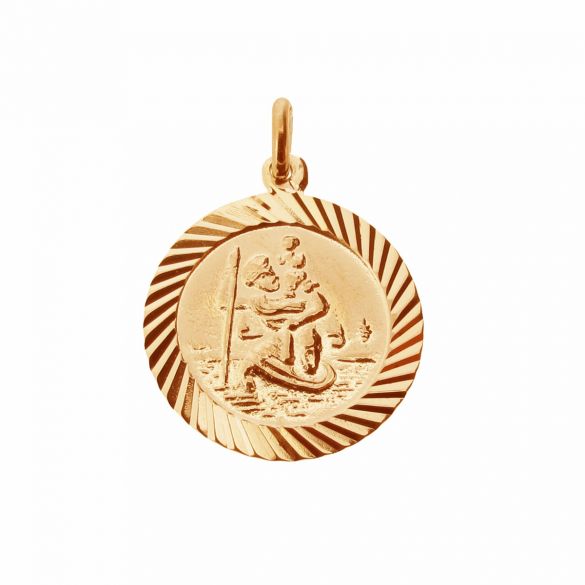 9ct Rose Gold Vermeil 16mm Diamond Cut St Christopher Pendant With Optional Personalisation and Chain