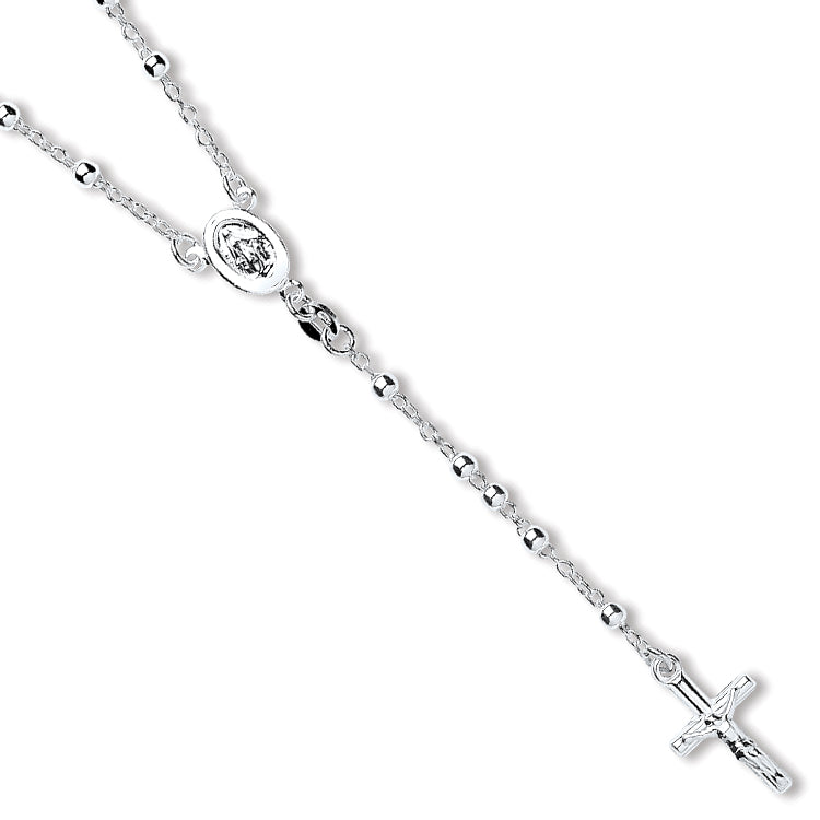 Sterling Silver Rosary 3mm Bead Necklace