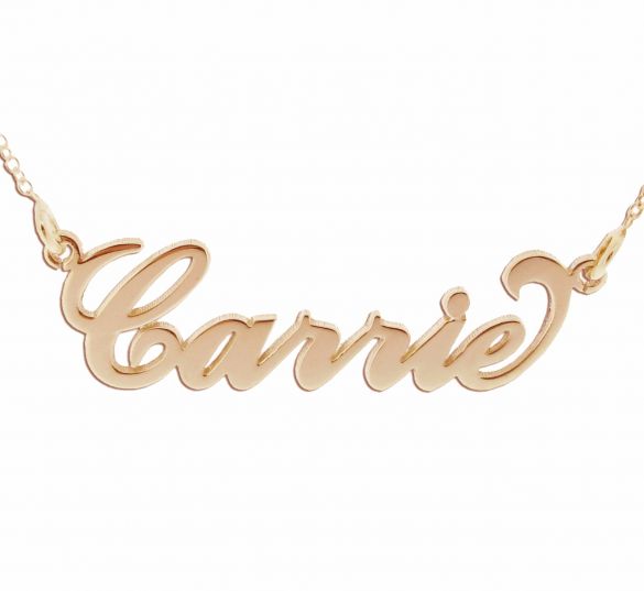 9ct Rose Gold Vermeil Carrie Style Personalised Name Necklace with Curl