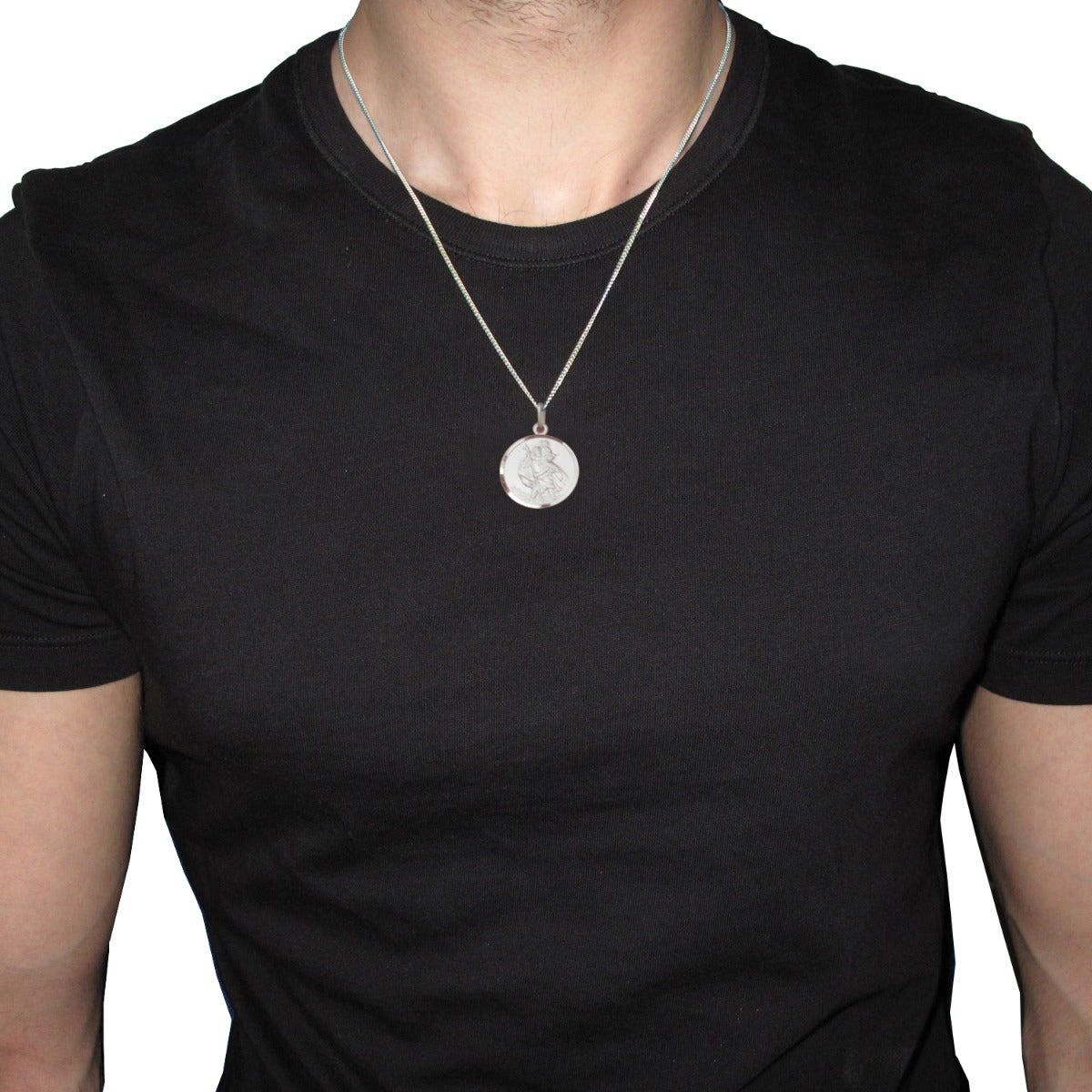 Sterling Silver 24mm St Christopher Pendant With Optional Engraving On Man
