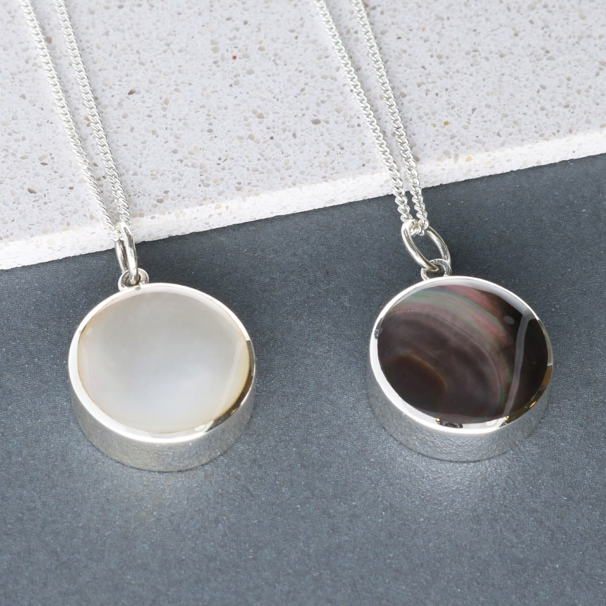 Sterling Silver Round Mother Of Pearl Urn Cremation Ashes Pendant With Optional Engraving & Chain