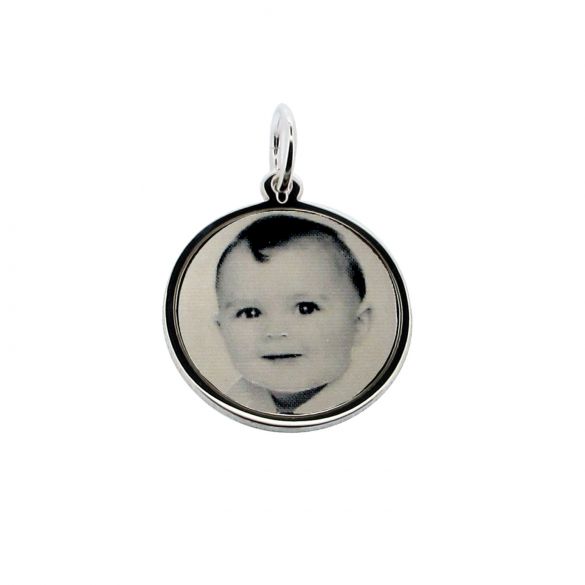 Sterling Silver 19mm Round Photo Engraved Disc Charm
