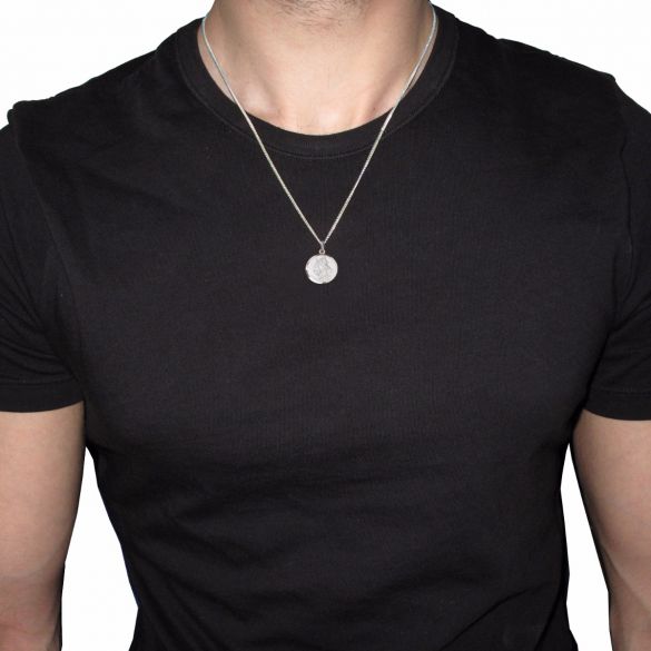 Sterling Silver 16mm Flat Edge St Christopher Pendant With Optional Personalisation and Chain