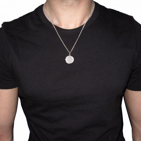 Sterling Silver 20mm Diamond Cut St Christopher Pendant With Optional Personalisation and Chain