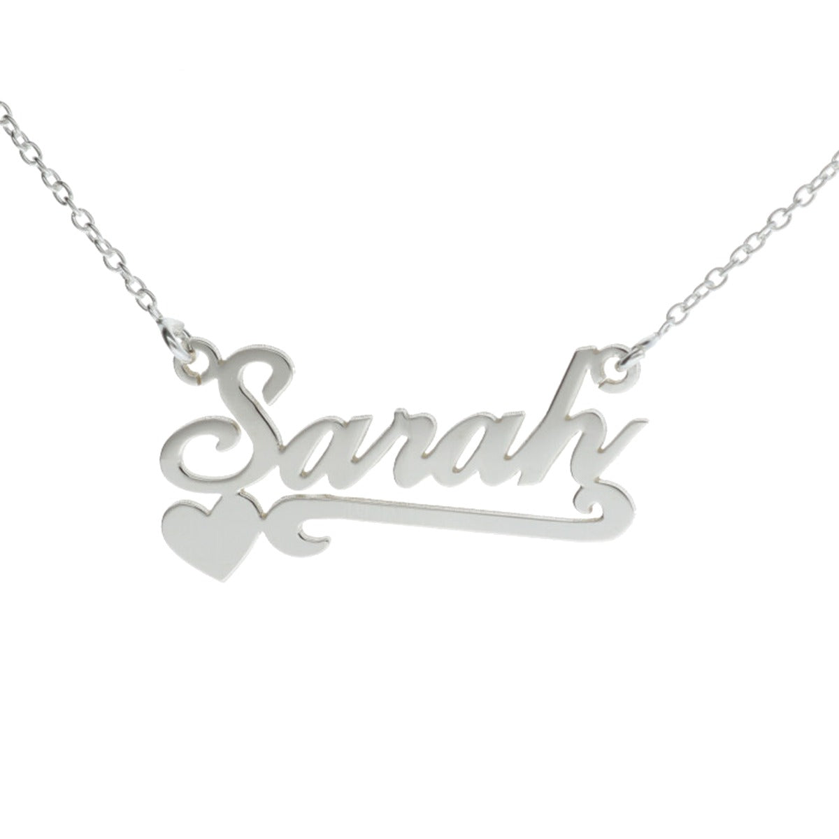 Sterling Silver Carrie Style Personalised Name Necklace With Heart & Scroll