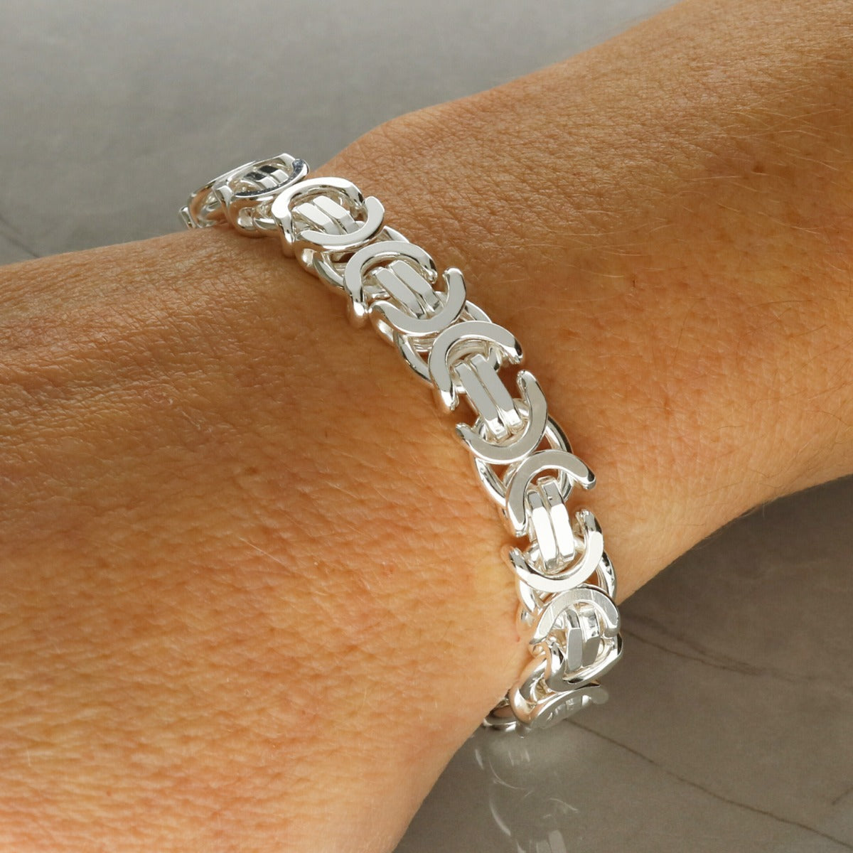 Sterling Silver Mens Heavy 8mm Byzantine Bracelet
