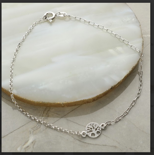 Sterling Silver Tree Of Life Anklet