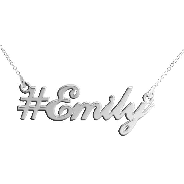 Hashtag Carrie Style Personalised Name Necklace  - Sterling Silver