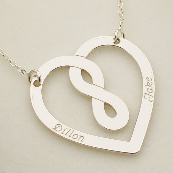 9ct White Gold Heart Infinity Necklace