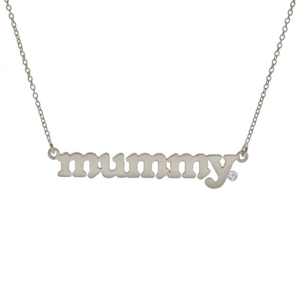 9ct White Gold Mummy Name Necklace