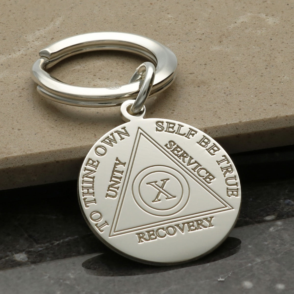 Sterling Silver Sobriety Recovery Keyring