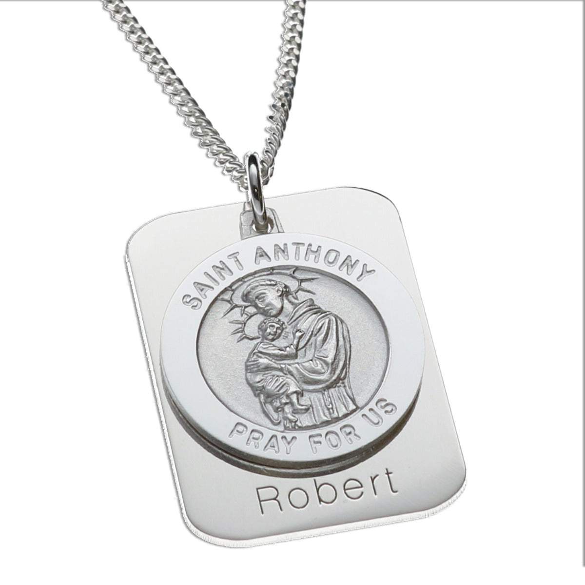 Sterling Silver Personalised St Anthony With Concealed St Anthony Prayer and Optional Engraving