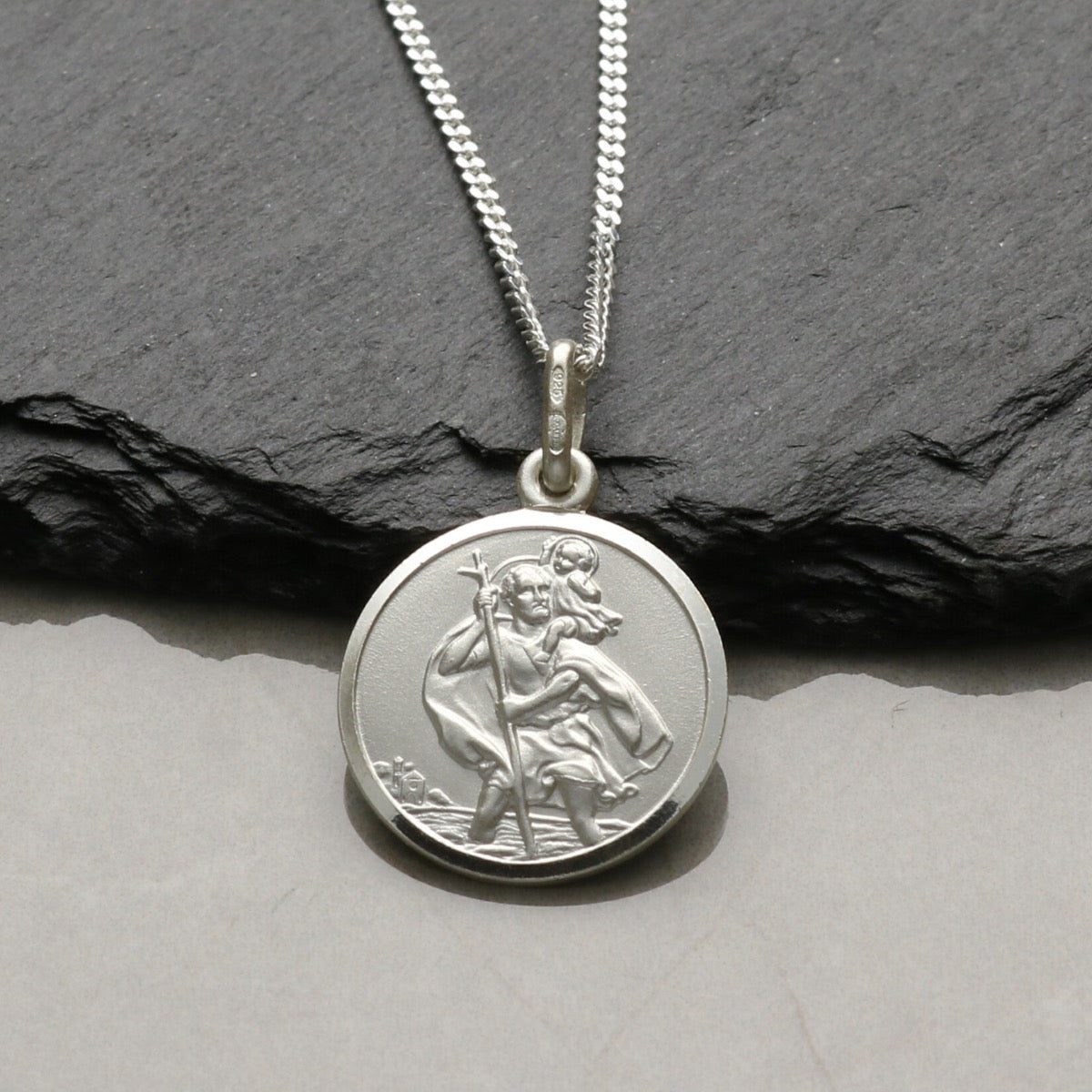 Sterling Silver 16mm St Christopher Pendant With Optional Engraving and Chain