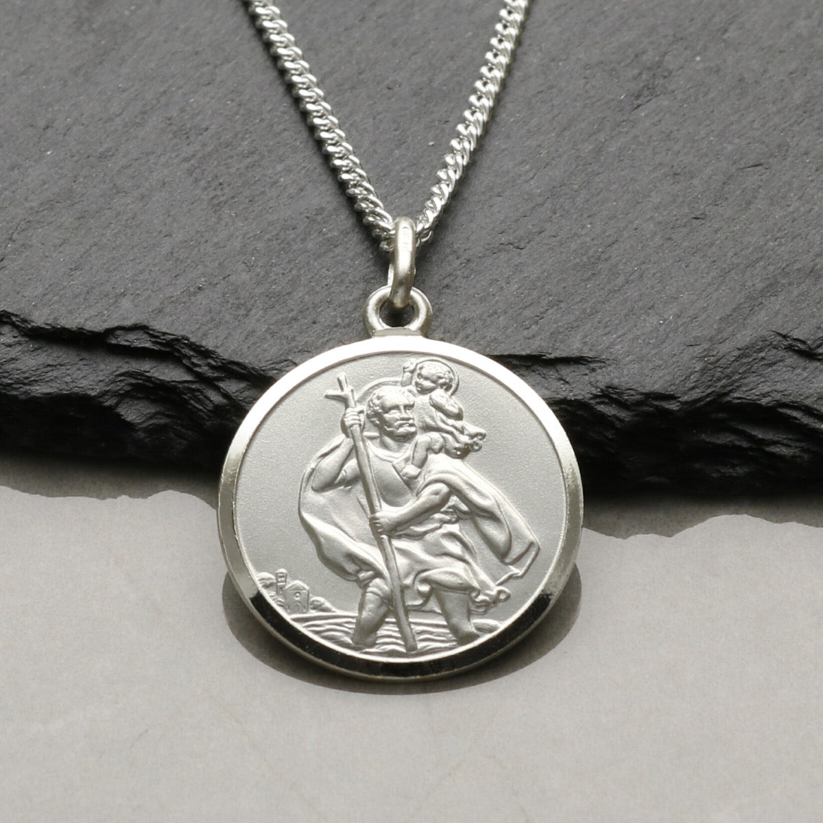 Sterling Silver 20mm St Christopher Pendant With Optional Engraving and Chain