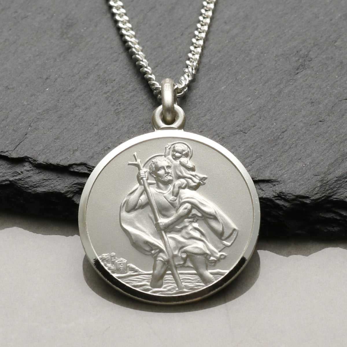 Sterling Silver 24mm St Christopher Pendant With Optional Engraving