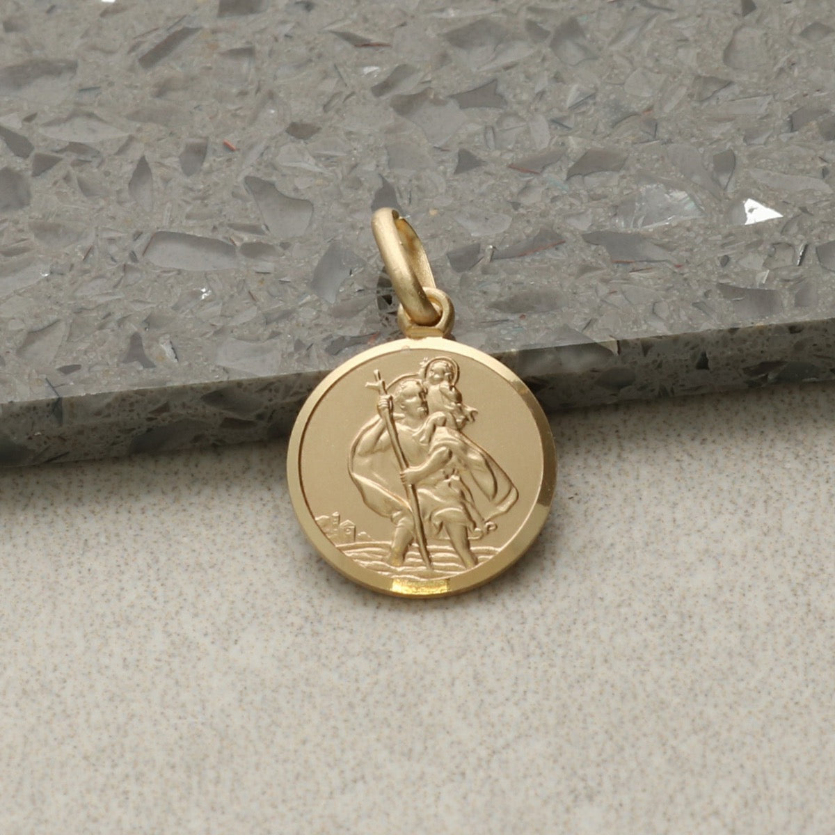 9ct Yellow Gold 12mm St Christopher Pendant With Optional Engraving and Chain