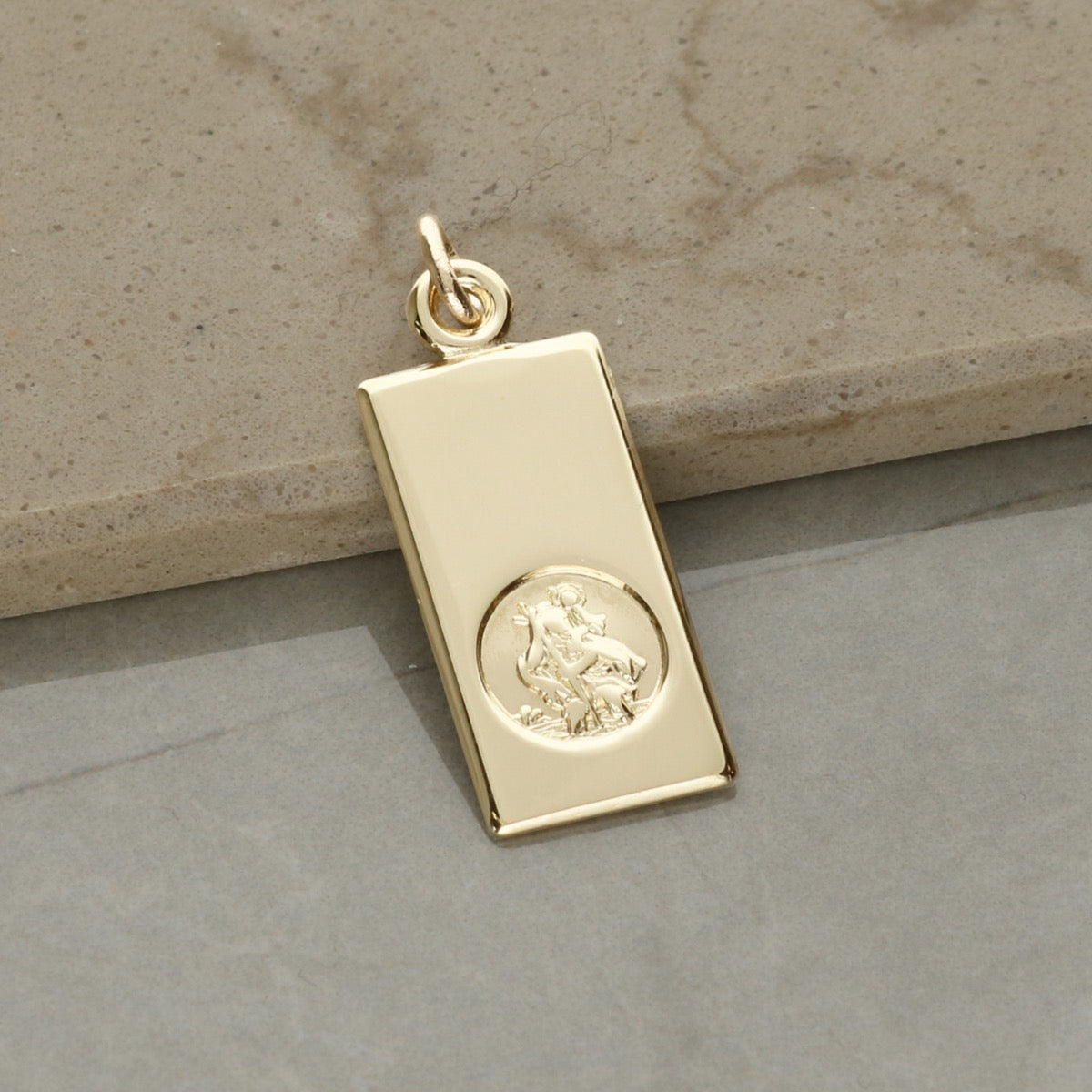 9ct Yellow Gold Small St Christopher Ingot With Optional Engraving and Chain