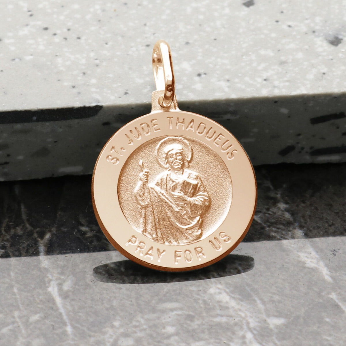 9ct Rose Gold Vermeil St Jude Thaddeus Medal With Optional Engraving and Chain