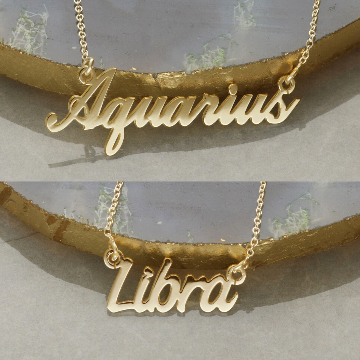 Star Sign Name Necklace Sterling Silver With Gold Plating Option