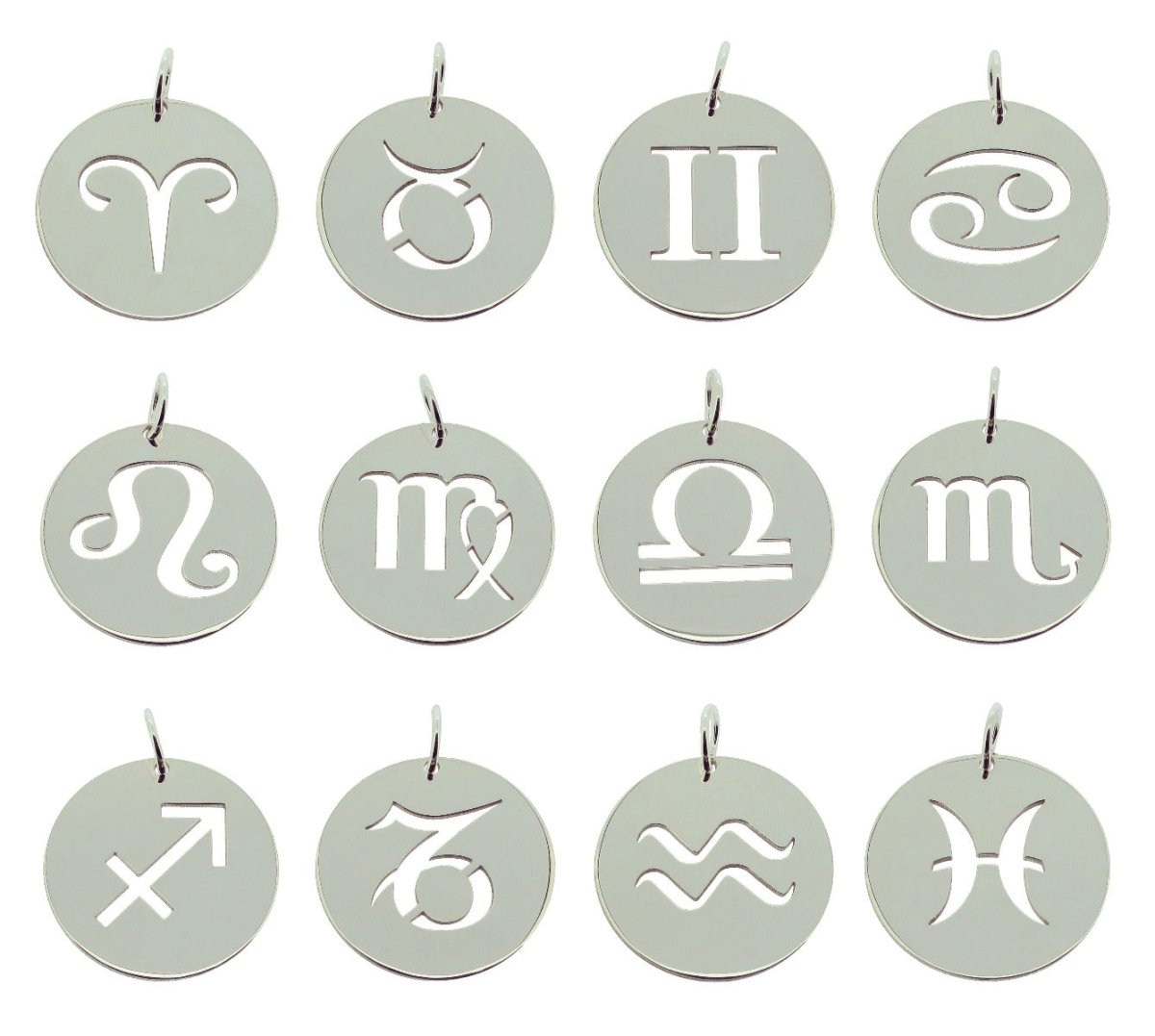 Sterling Silver 24mm Round Zodiac Pendant With Optional Chain - Love Silver Jewellery