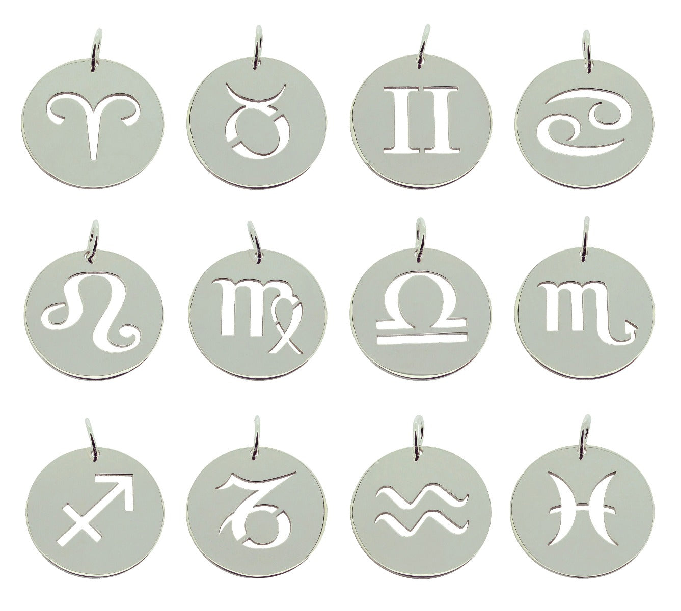 Sterling Silver 24mm Round Zodiac Pendant With Optional Chain