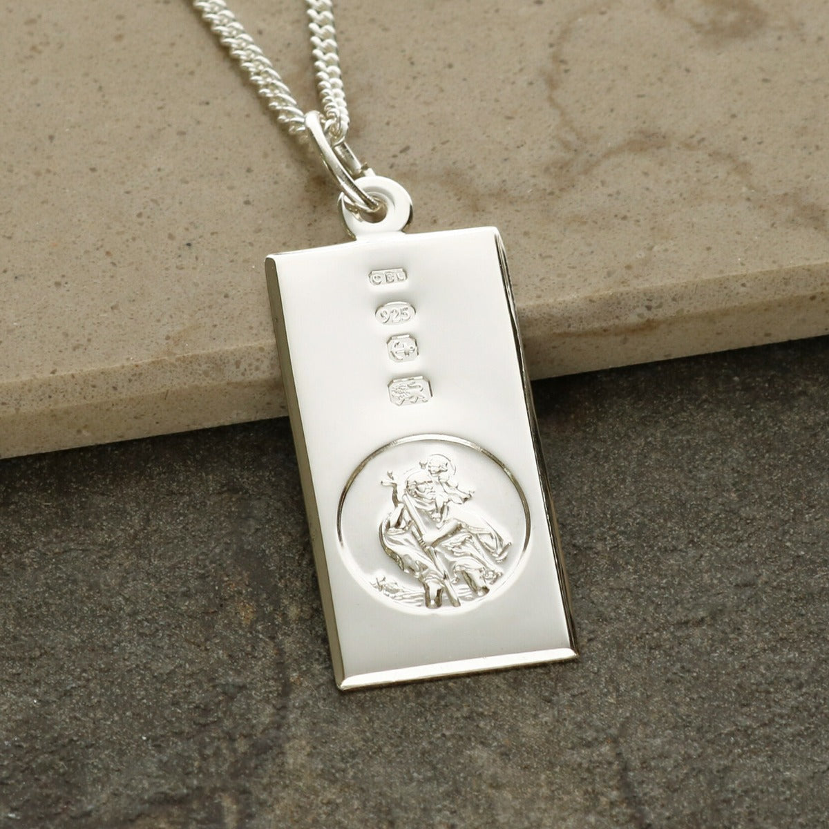 Sterling Silver Custom Hallmarked St Christopher Ingot With Optional Engraving and Chain