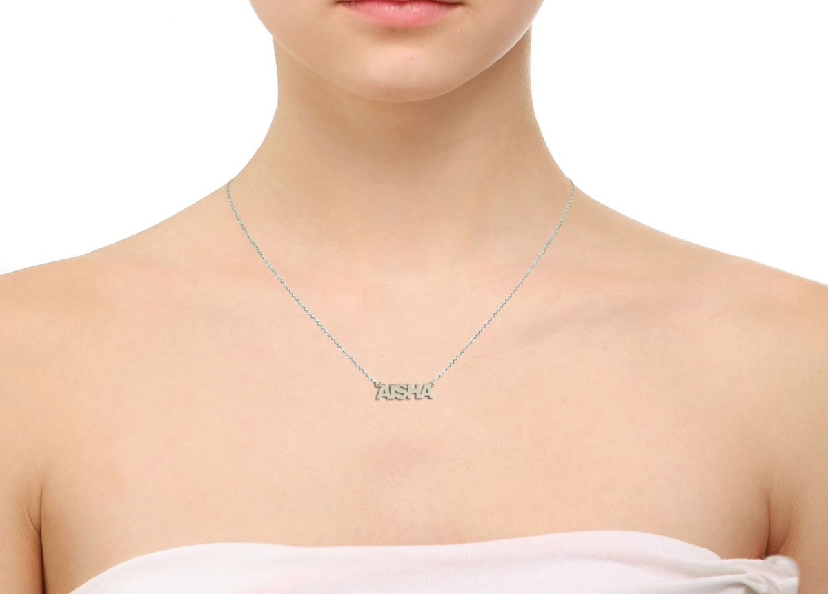 Sterling Silver Block Style Personalised Name Necklace - Love Silver Jewellery