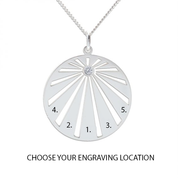 Sterling Silver Sunburst Family Pendant With Optional CZ Or Diamond & Chain