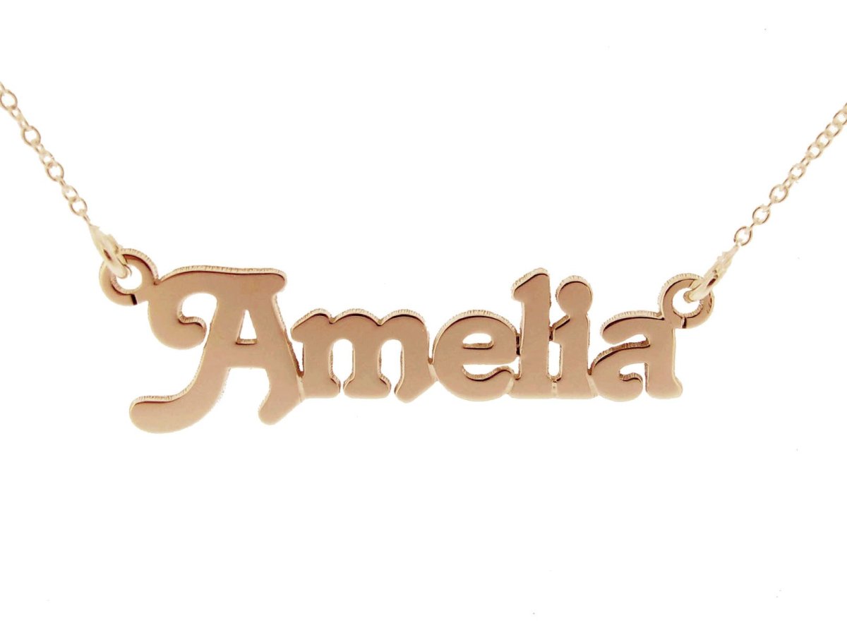 9ct Rose Gold Plated Terra Style Personalised Name Necklace - Love Silver Jewellery