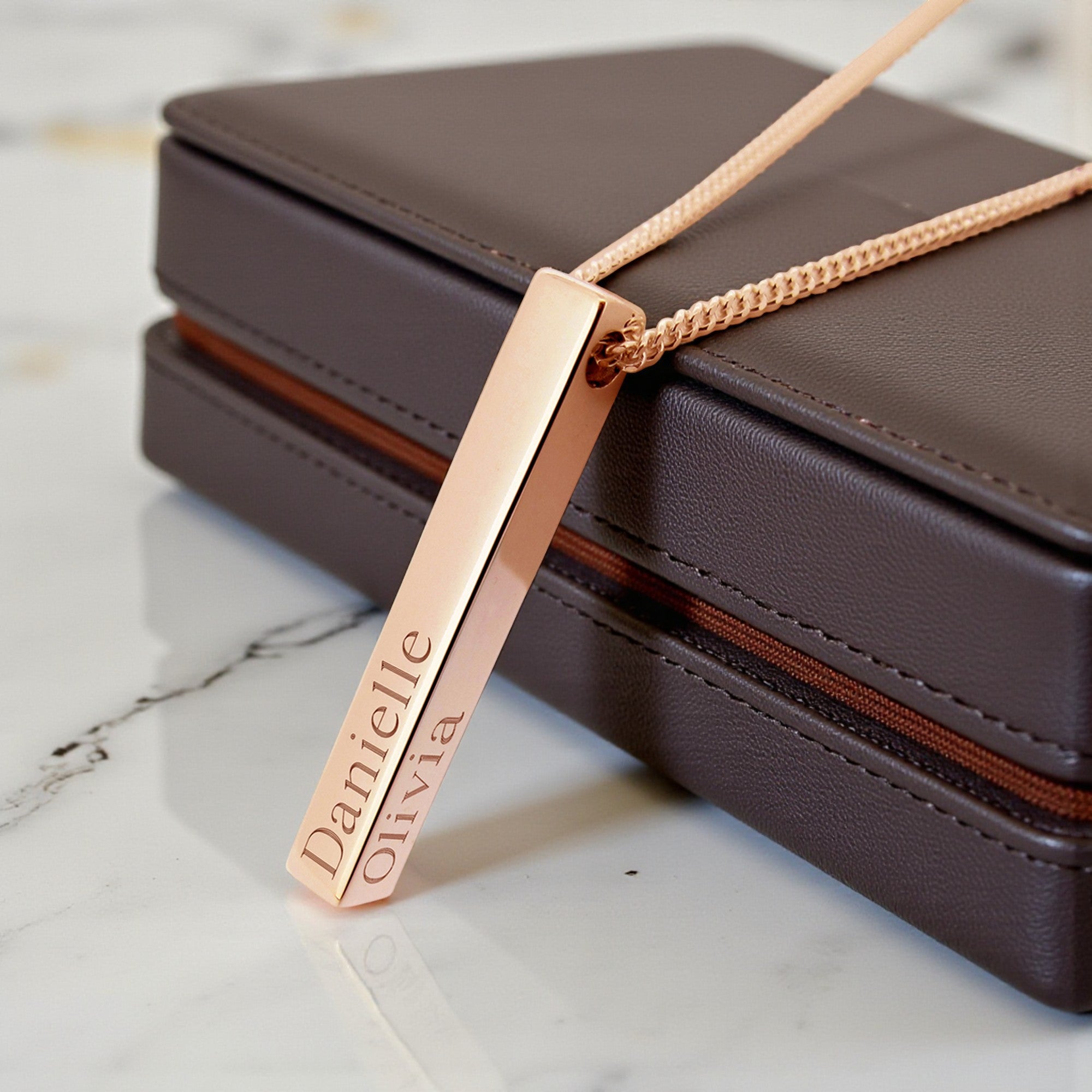 3D Engraved Name Bar Pendant With Chain