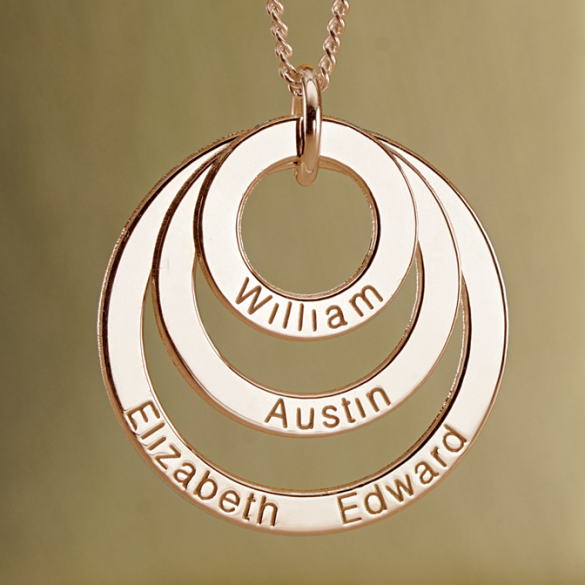 9ct Rose Gold Triple Disc Personalised Family Necklace