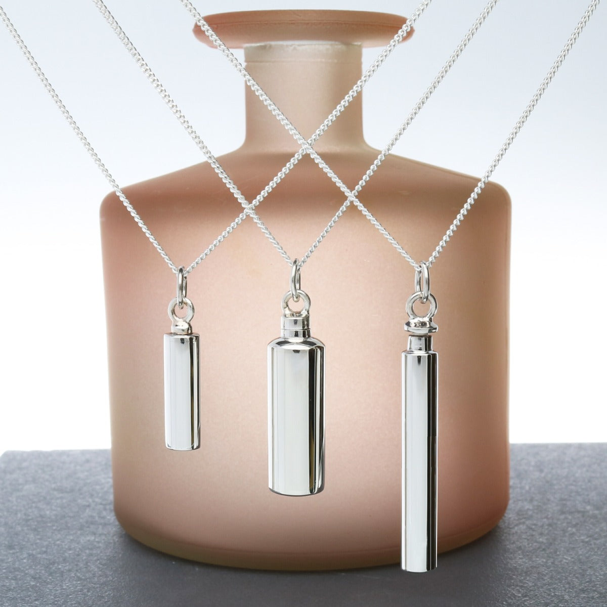 Sterling Silver Urn Cremation Ashes Pendants With Optional Engraving & Chain