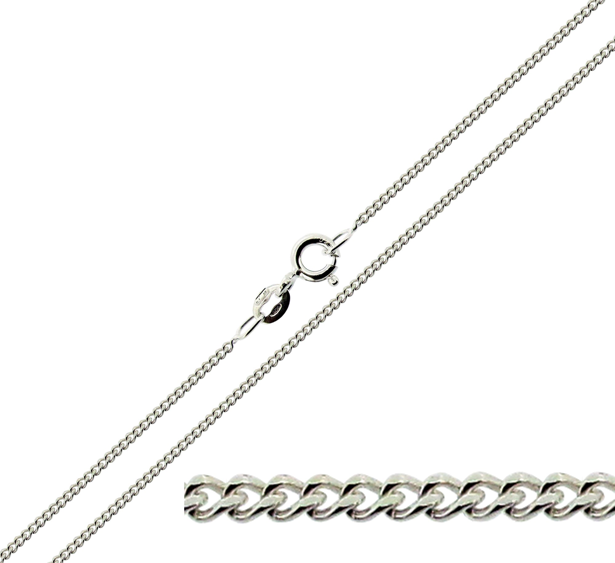 9ct White Gold 1.3mm DC Curb Chain