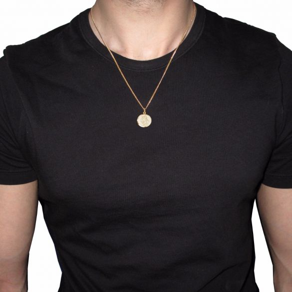 9ct Yellow Gold Vermeil 16mm Diamond Cut St Christopher Pendant With Optional Personalisation and Chain