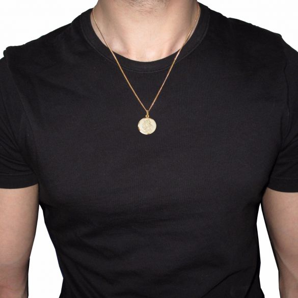 9ct Yellow Gold Vermeil 20mm Diamond Cut St Christopher Pendant With Optional Personalisation and Chain
